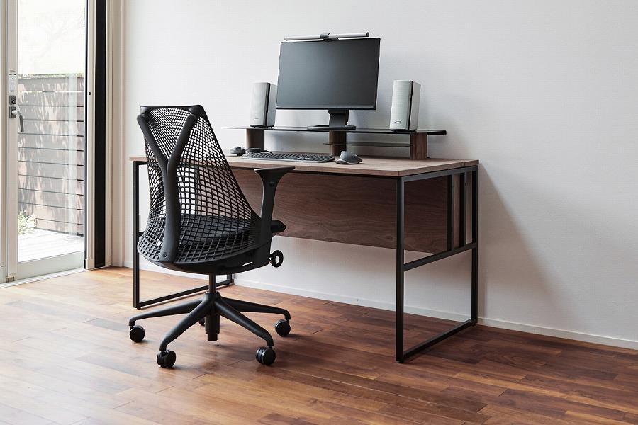 パソコンデスク リモートワーク ウォールナット 120 シェルフ大付 WAAKstation2WN 1207 shelf