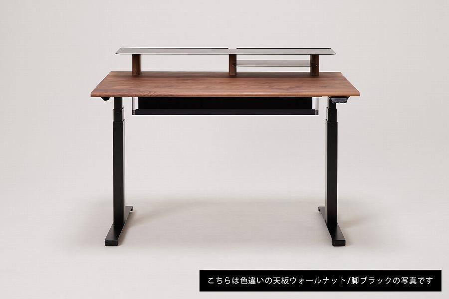 【幅120cm】【オーク】【配線トレー付】【シェルフ付】 電動昇降デスク 無垢材 パソコンデスク WAAKstandingPro