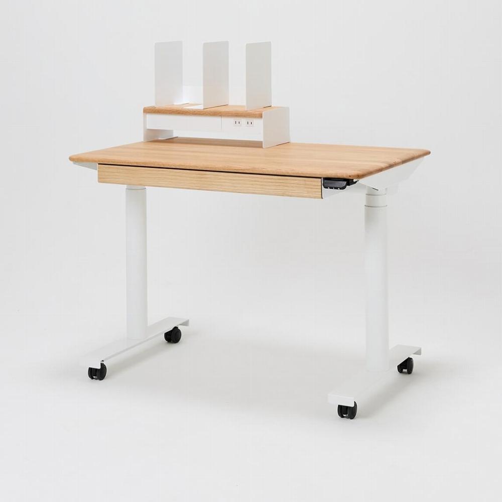 【シェルフSセット】サイズオーダー可 電動昇降 学習机 プレディデスク オーク