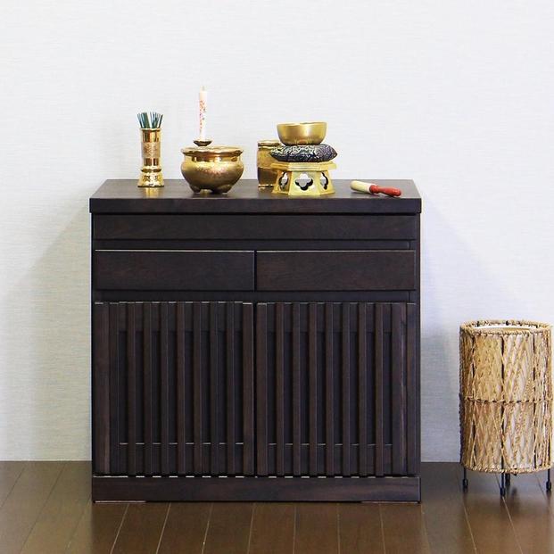 仏壇台 仏壇下台 お仏壇 大川家具 完成品 60cm 幅60cm ミニ仏壇 小型仏壇 日本製 AKBU-02-60L ブラウン