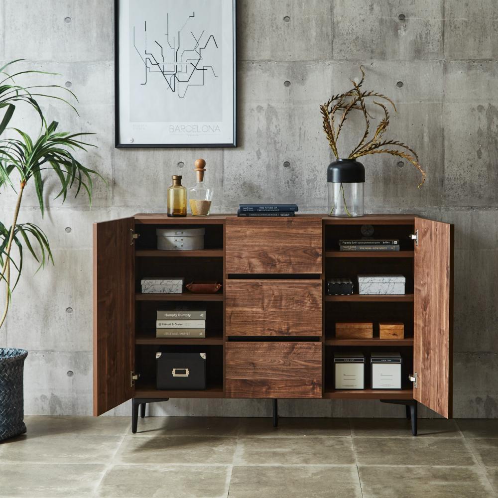 キャビネット 【フィスバ 120 ドア引出】 ブラウン