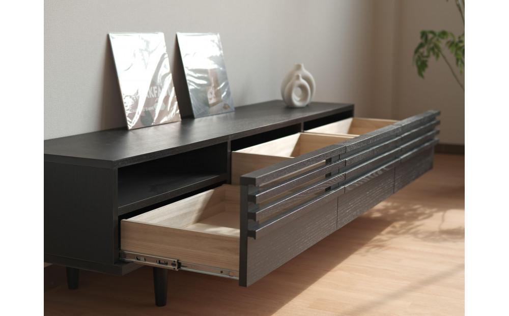 大川家具 幅180cm テレビボード 黒 -cresson-クレソン