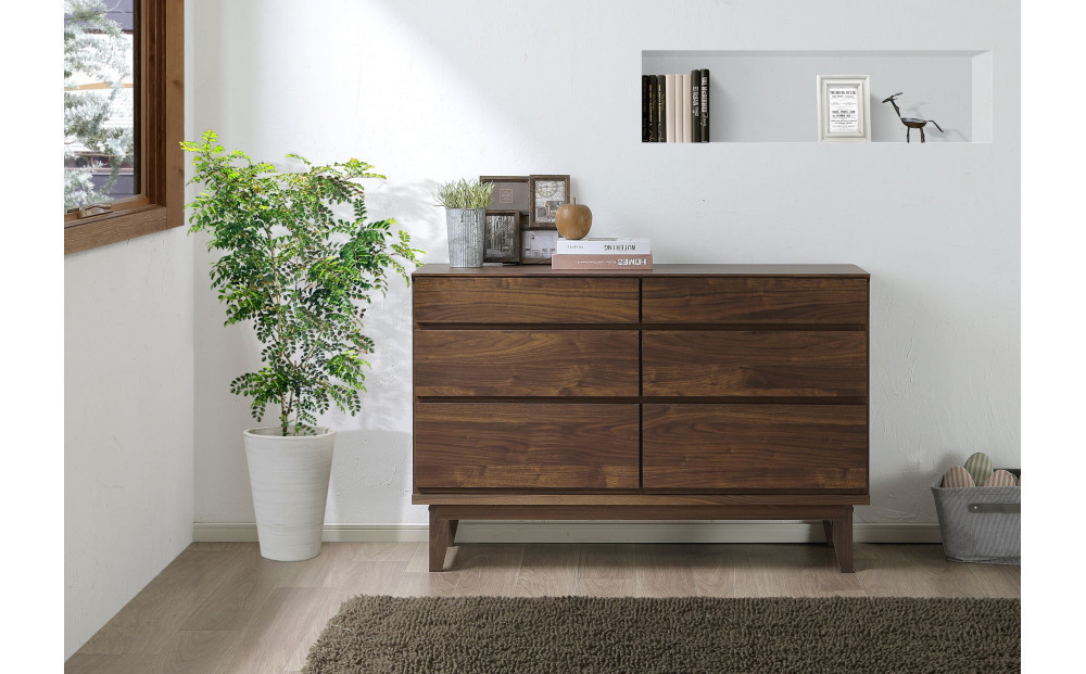 【レッドオーク】大川家具 幅120cm 3段 チェスト  -ramsey-ラムジー