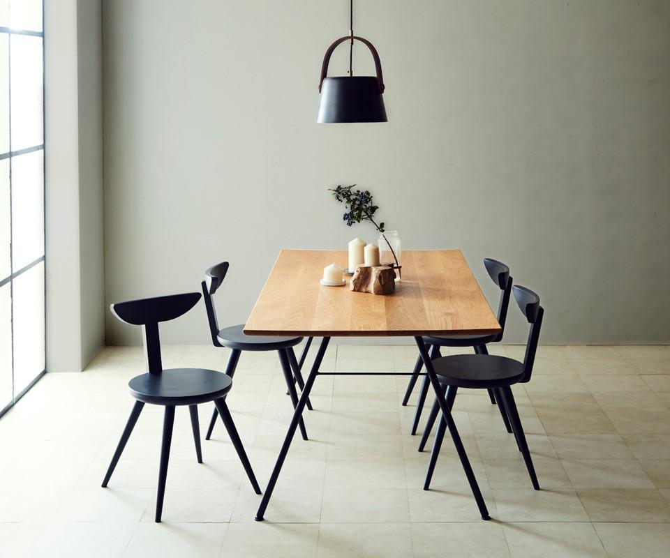 【開梱設置込み】ダイニングテーブル 幅150cm スチールC脚 免疫家具 国産 家具 大川【ホワイトオーク×船底面】