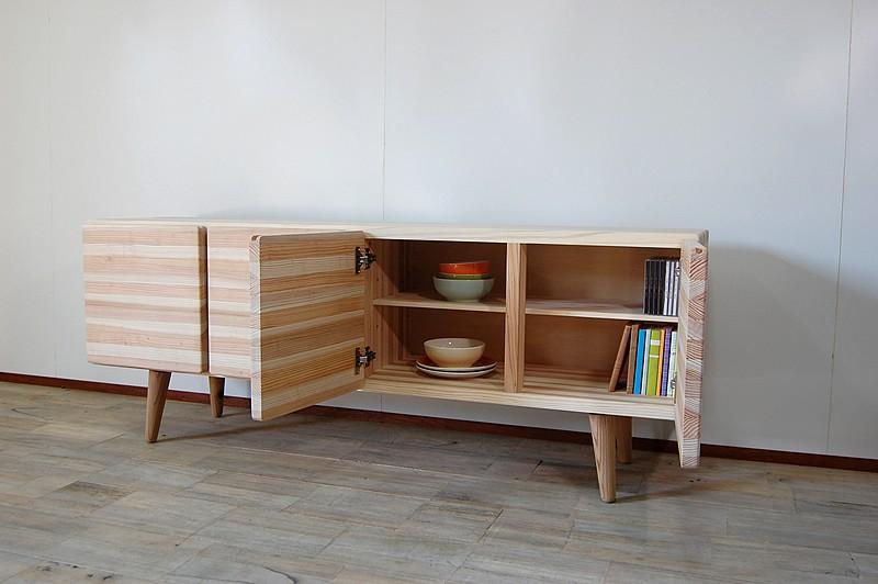 【撫でたくなる国産杉のすべすべキャビネット】NADEローキャビネット 国産杉