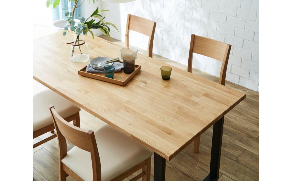 【大川家具】無垢材 ダイニングテーブル 食卓テーブル 4人掛け 幅1800mm 奥行800mm ホワイトオーク 天然木 国産 日本製 鉄脚 開梱設置便 高級感 インダストリアル【設置付き】