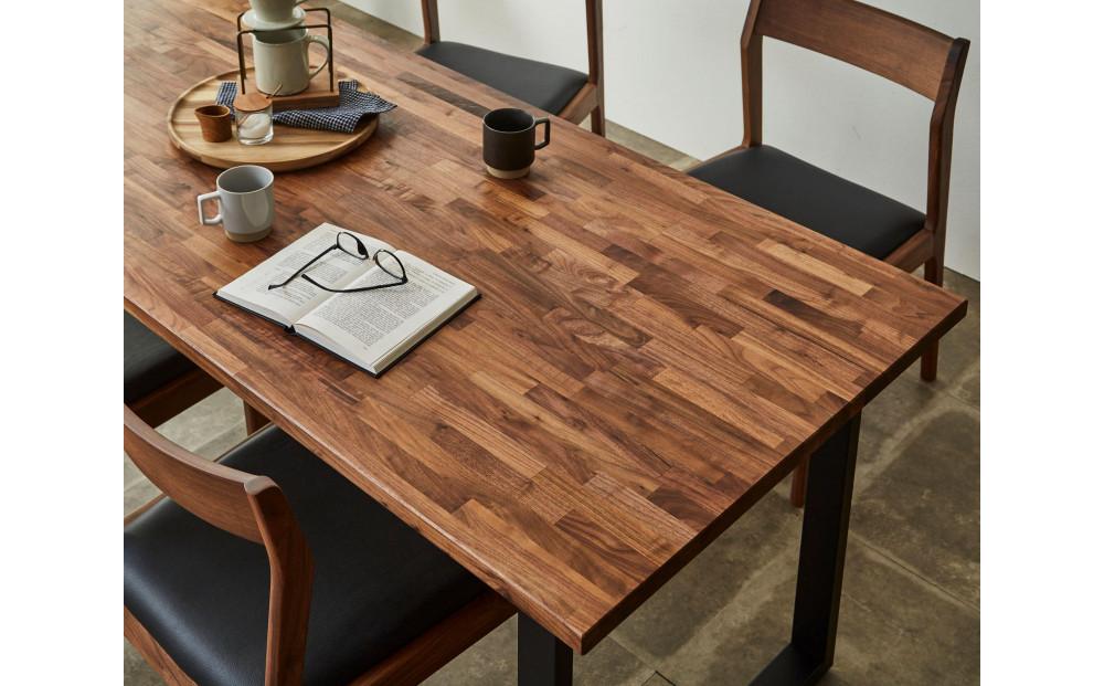 【大川家具】無垢材 ダイニングテーブル 食卓テーブル 4人掛け 幅1800mm 奥行800mm ウォールナット 天然木 国産 日本製 鉄脚 開梱設置便 高級感 インダストリアル【設置付き】