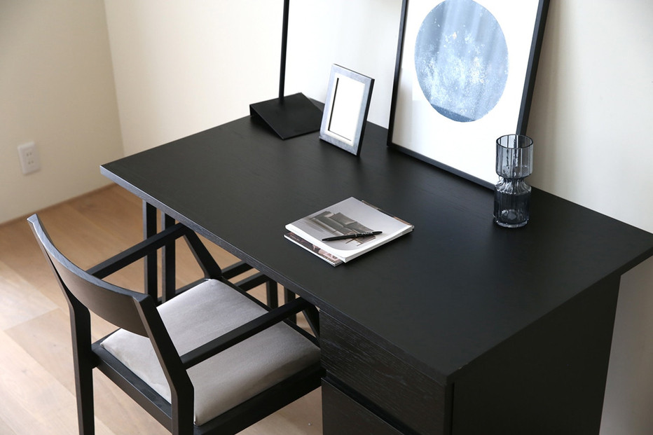 【開梱設置】高野木工 プレーンデスク SET5 オーク黒塗装（W120×D70cm）【10年保証】