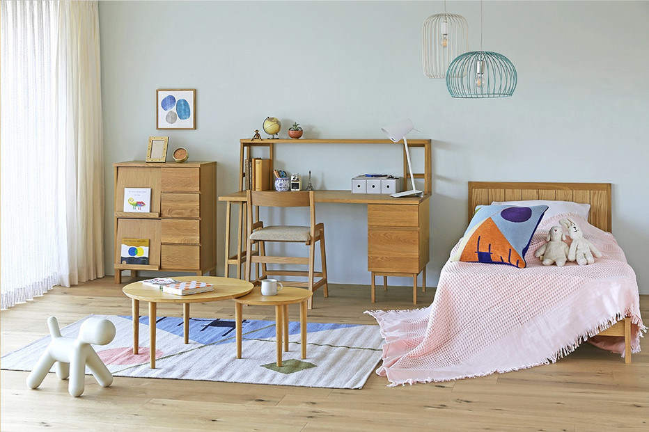 【開梱設置】高野木工 プレーンデスク SET4 オーク（W120×D60cm）【10年保証】