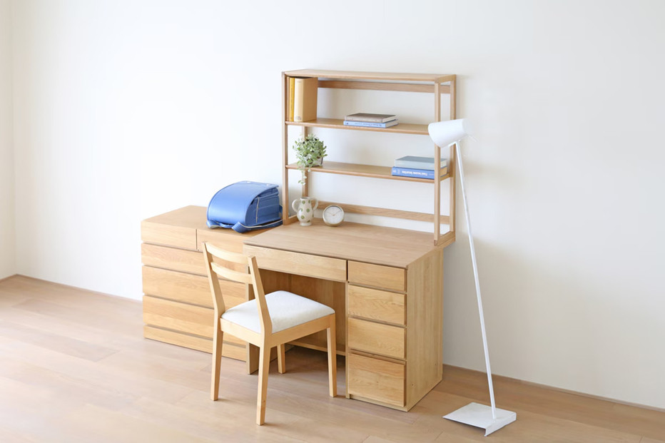 【開梱設置】高野木工 アスター オーダー突板天板 (幅90cm 奥行き60cm) + 60デスク + 30チェスト + 90ラック 天板のみ受注生産 ※チェア別売 オーク【10年保証】