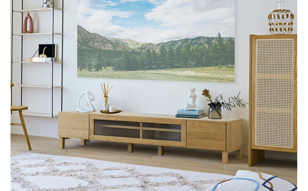 【開梱設置】高野木工 LECCE レッチェ 164TVボード オーク (透明ガラス) 【10年保証】