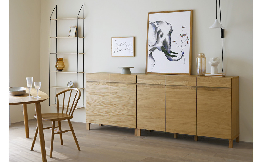 【開梱設置】高野木工 LECCE レッチェ 134キャビネット オーク【10年保証】