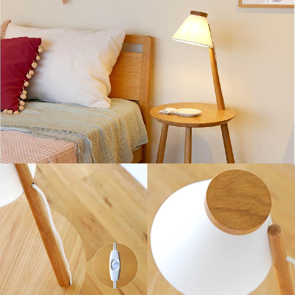 【10年保証】メリッジャーレ照明付きサイドテーブル ホワイトオーク