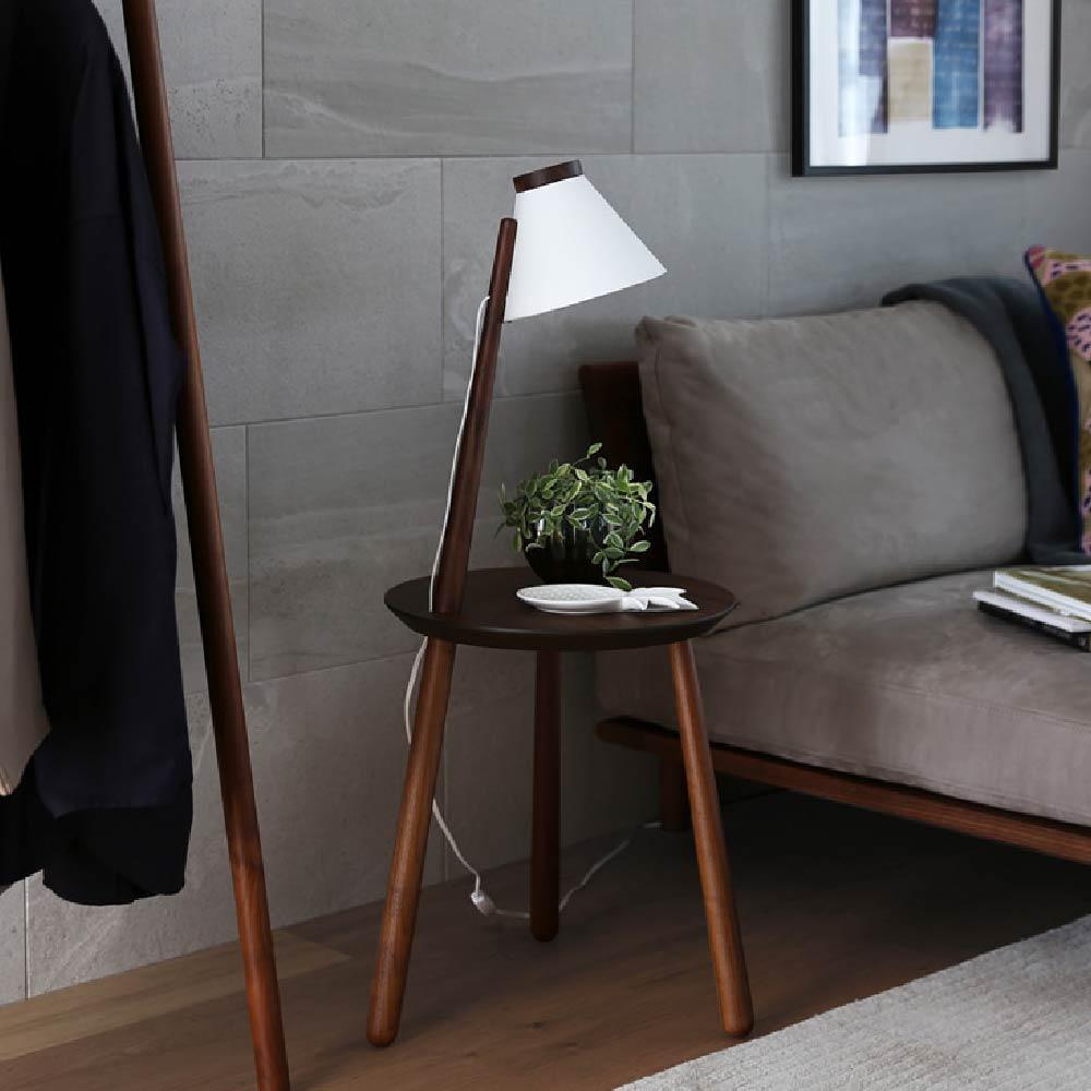 【10年保証】メリッジャーレ照明付きサイドテーブル ウォルナット材