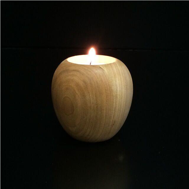 【木製ポット「りんご」ブラックチェリー材】かわいい木製ポット・キャンドル・植物どちらでも使えます＜ブラックチェリー材　オイルフィニッシュ＞