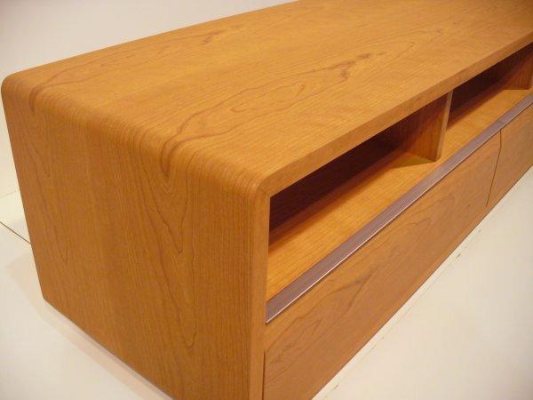 【ROUND テレビボード　ブラックチェリー153cm】＜ブラックチェリー材ツキ板　オイルフィニッシュ＞