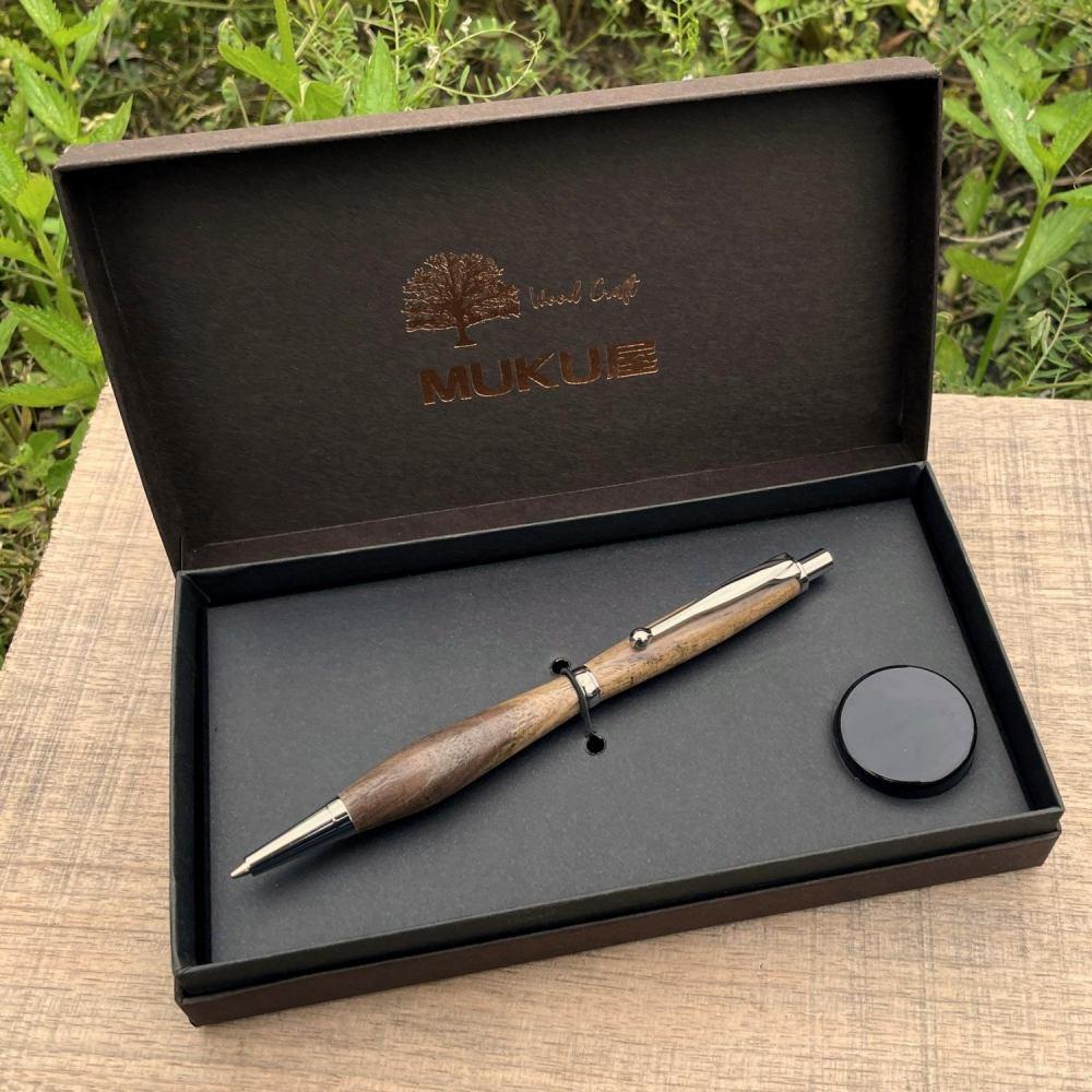 【木軸シャープペンシル 0.5mm（クラロウォールナット）艶消し仕上げ2Pice】木製シャープペンシル 銘木 プレゼント 贈り物 入学祝い 就職祝い 記念品 贈答品 MUKU屋 MUFactory