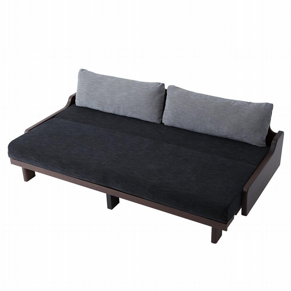 【大川家具】「ごろ寝ソファベッド」レスト 200：ブラウン×ダークグレー【モーブル】