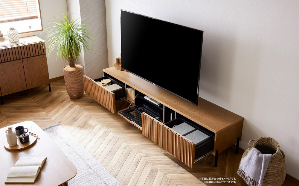 テレビボード 200cm ローボード ルーク2 ＜オークヴィンテージナチュラル＞【モーブル／大川家具】