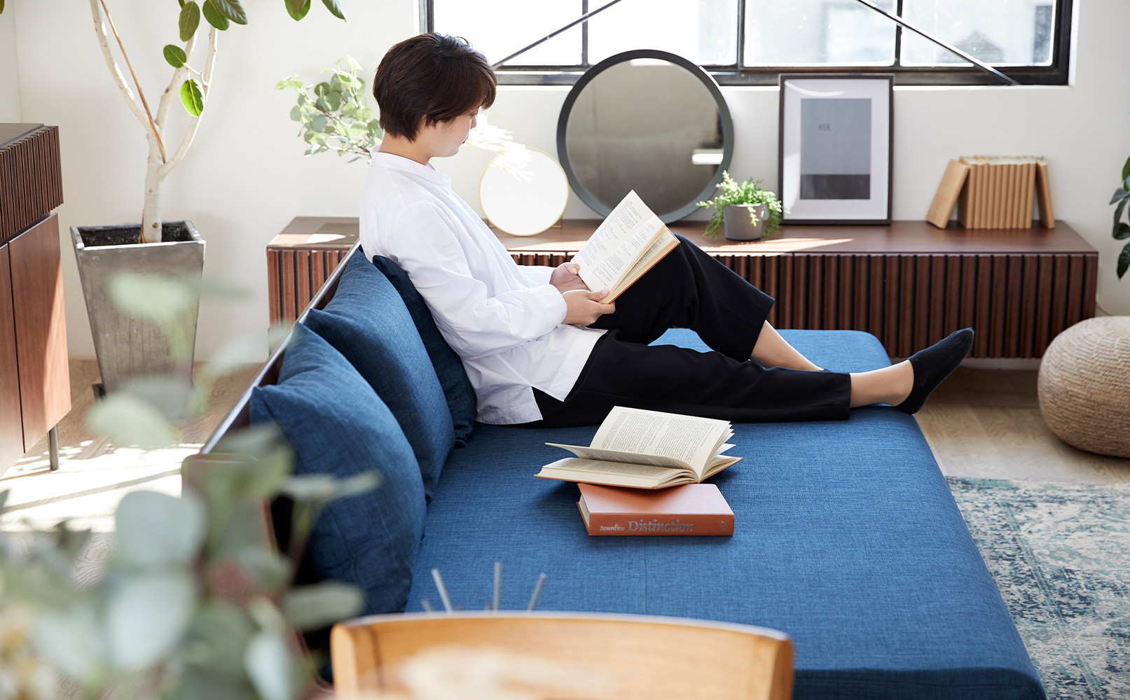 ソファベッド 幅180cm トゥデイ2 180ごろ寝ソファ：ブラウン×ネイビー【モーブル】【大川家具】