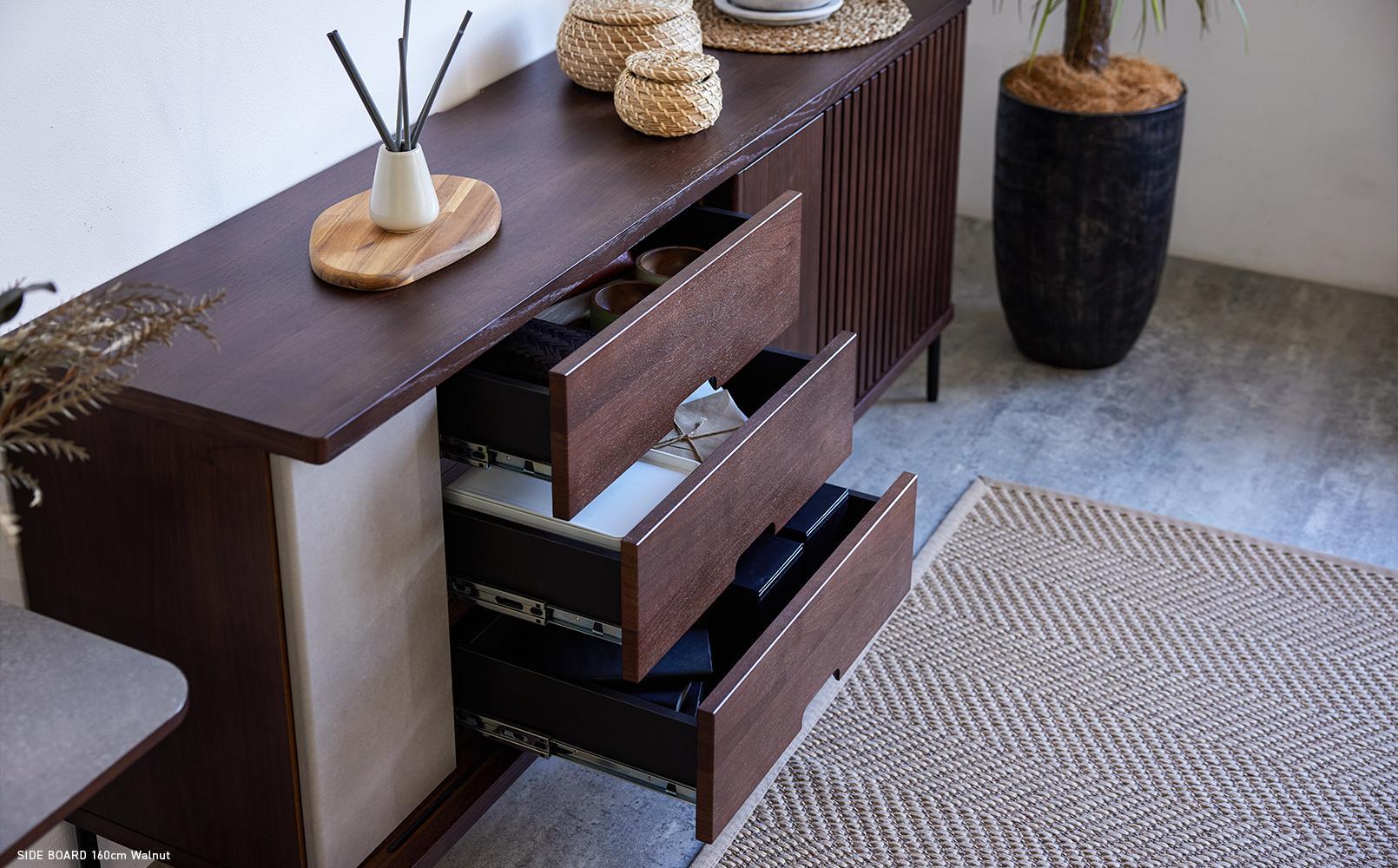 AGUERO アゲロ 160cm サイドボード ＜ウォールナット＞  【モーブル】【大川家具】