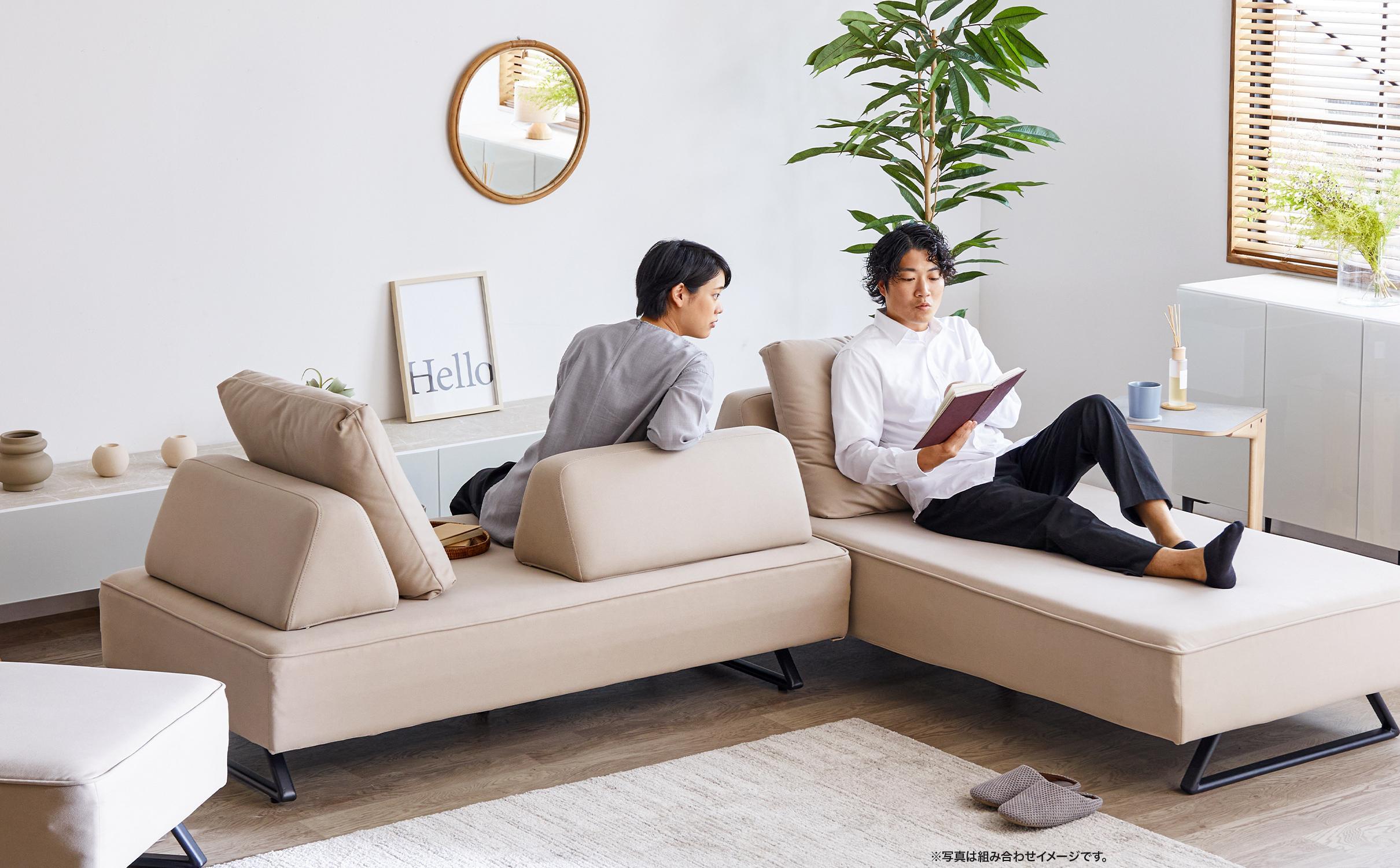 ミゲル ソファ 160cm 3人掛け スモークアイボリー【モーブル】【大川家具】