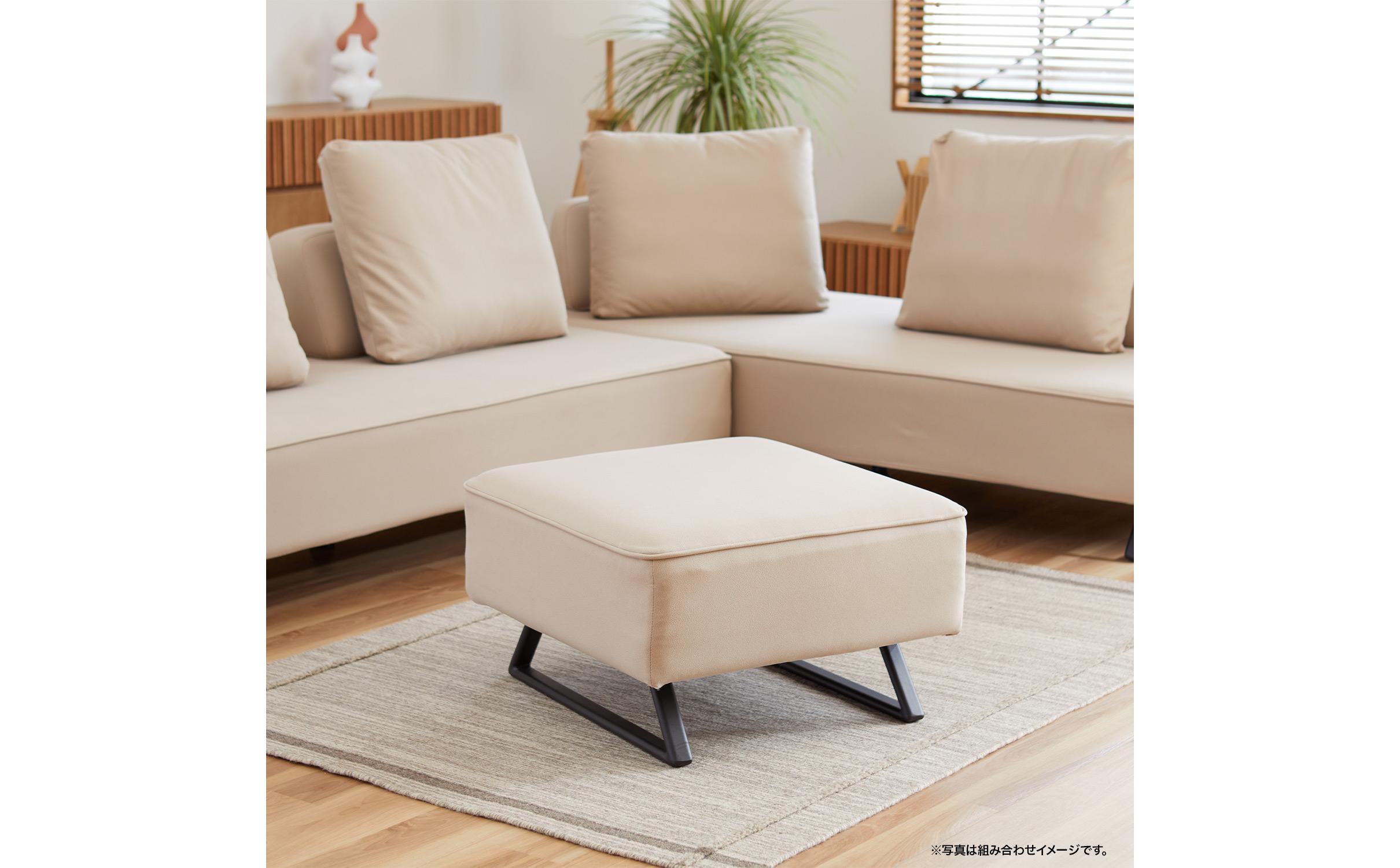 【本体取替カバー(同色)セット】 ミゲル スツール 65cm スモークアイボリー【モーブル】【大川家具】