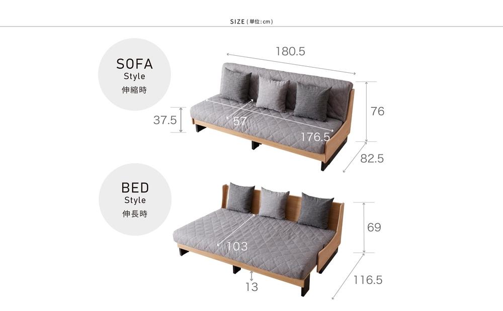 【 シェニール らくらくカバー セット ＜オークルイエロー＞ 】 ソファ ソファベッド 幅180 ドロシー2 ごろ寝ソファ ＜ナチュラル×ライトグレー＞【モーブル】【大川家具】