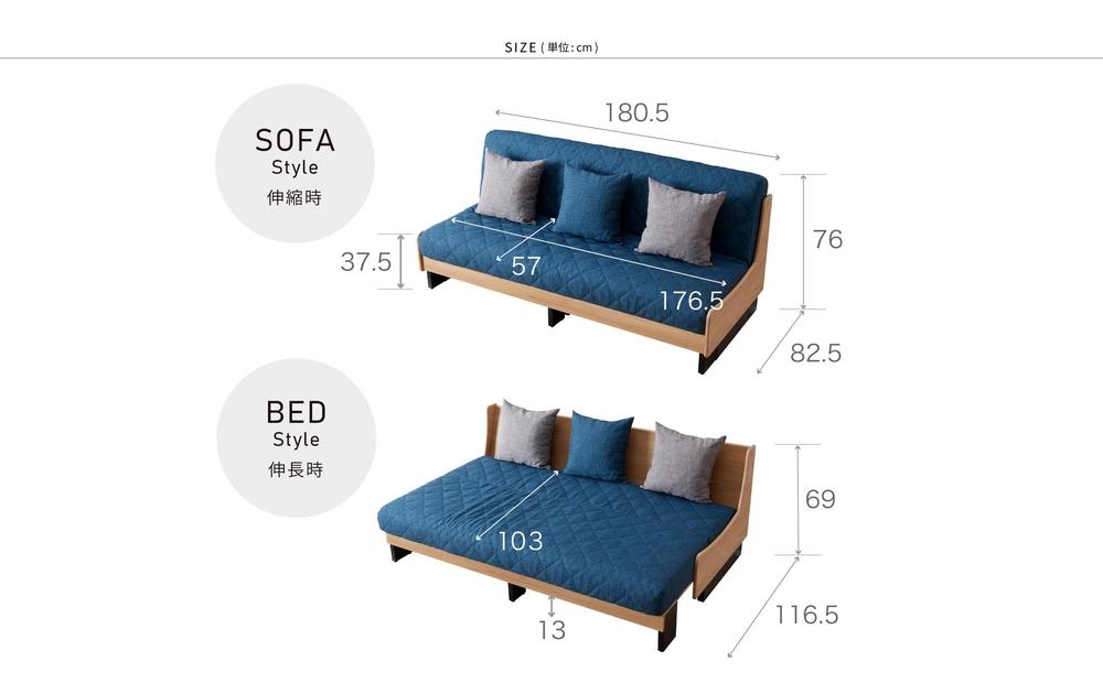 【 シェニール らくらくカバー セット ＜オークルイエロー＞ 】 ソファ ソファベッド 幅180 ドロシー2 ごろ寝ソファ ＜ナチュラル×ブルー＞【モーブル】【大川家具】