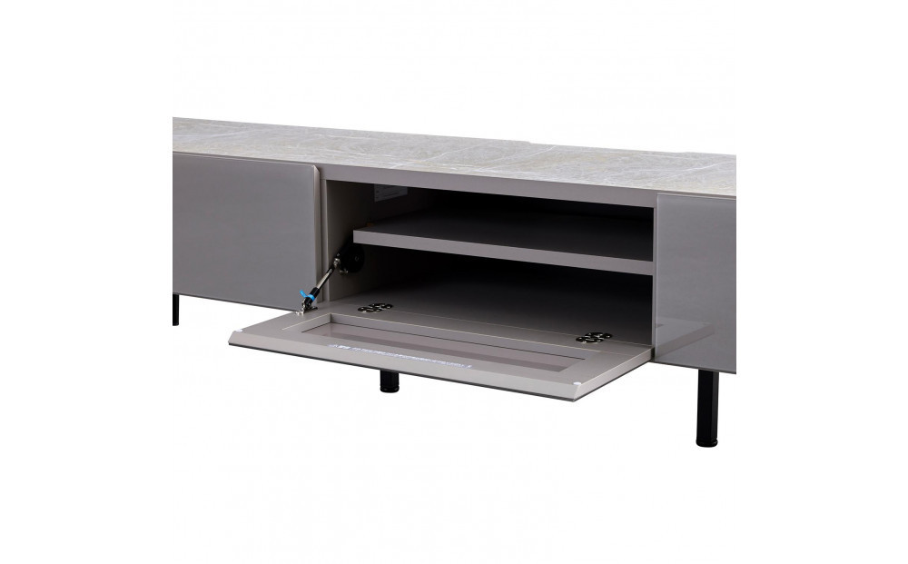 テレビボード 幅200cm ローボード テレビ台 リスボン グラスグレー×マーブルホワイト 【モーブル】【大川家具】