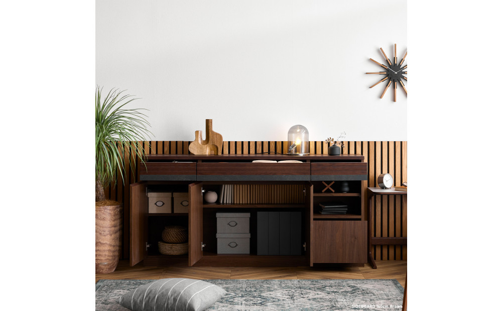 サイドボード 160cm シーン オークブラウン 【モーブル／大川家具】