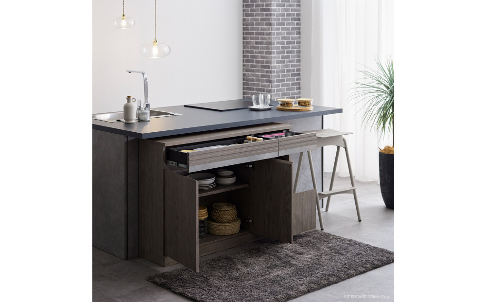 サイドボード 120cm シーン オークグレー 【モーブル／大川家具】