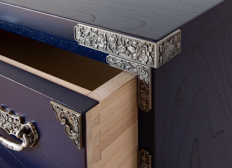 【吉野民芸 25整理タンス 群青（銀古美）】★創業明治40年老舗「境木工」熟練の職人の手により1つ1つ丁寧に作り上げる伝統工芸品「吉野民芸家具」