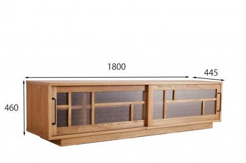 【amico／アミコ 180TVボード】★レトロなガラス扉がノスタルジックな雰囲気を感じるおしゃれなデザインのTVボード強くて頑丈なアッシュ材の木目と質感を活かしたオイル塗装仕上げ