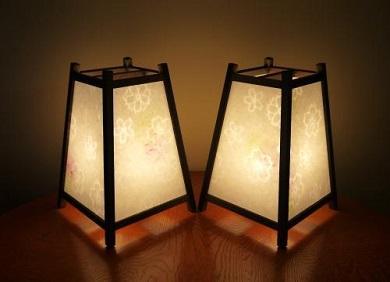 手作り行灯「雅」Mサイズ 名尾和紙使用 桜透かし模様