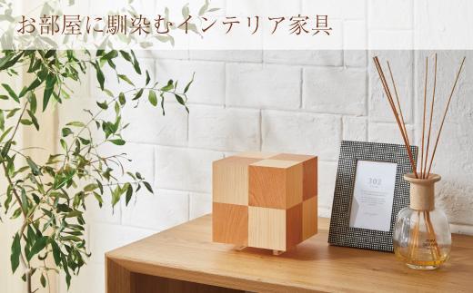 和風照明 アクリキューブ行灯 Sサイズ 市松模様 桧 桜ツキ板