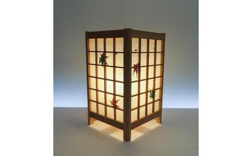 角行灯「匠」 Mサイズ 手漉き和紙(美光紙)紅葉入り 格子組子