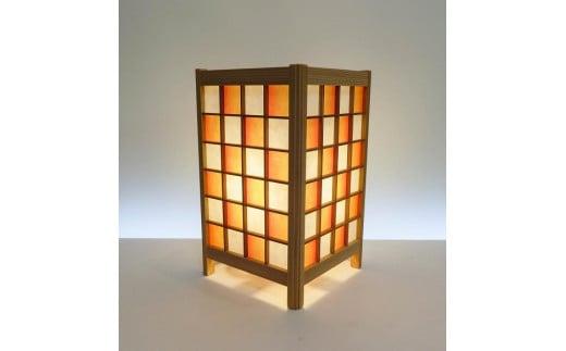 角行灯「匠」 Mサイズ 楮和紙 無地(晒) 橙色 市松模様(格子組子)