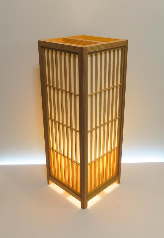 組子行灯「極」 LLサイズ 楮和紙無地 国産杉突板（腰板）デザイン