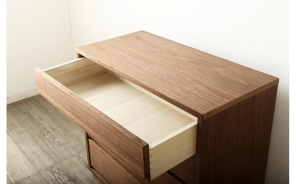 大川家具 ティレ 80cmリビングチェスト 台輪 天然木ウォールナット