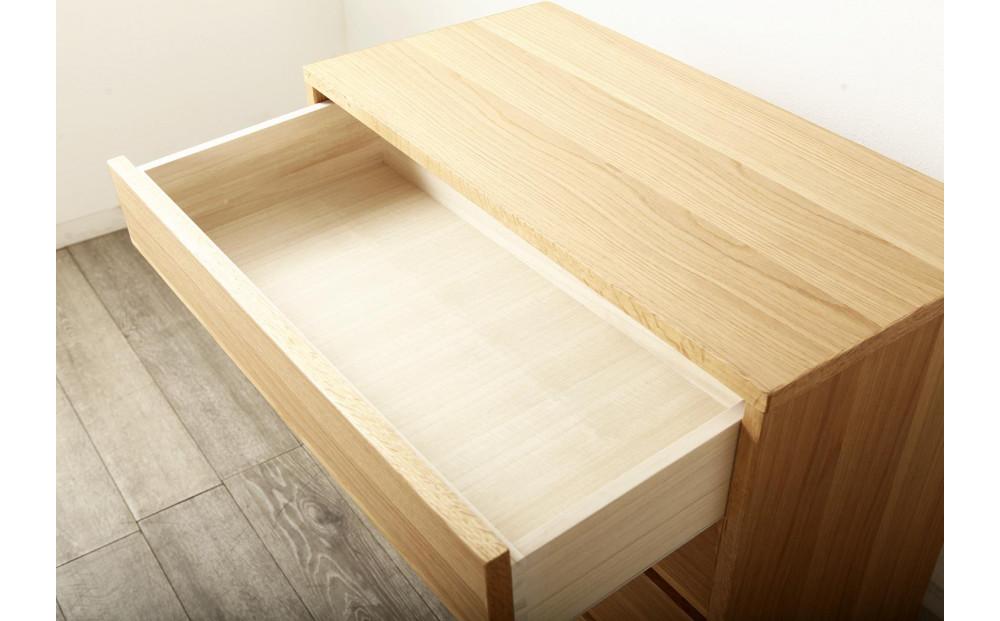 大川家具 ティレ 80cmリビングチェスト 台輪 天然木オーク(ナラ)