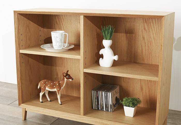 大川家具 レフライン 90cm シェルフ 本棚 天然木オーク(ナラ)