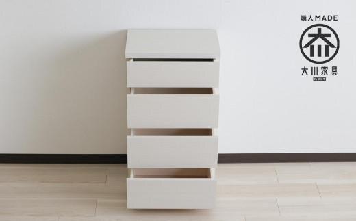 【洗面所などの限られた空間に便利】薄型チェスト 45cm幅4段 (ホワイト木目)