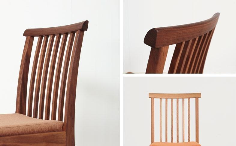 Retta ダイニングチェア 肘無 ウォールナット無垢 合皮 ファブリック 大川市 貞苅椅子製作所