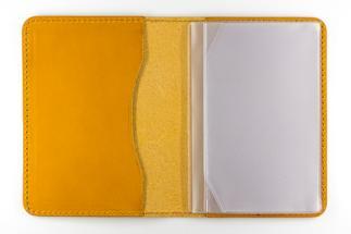 maf pinto レザーカードケース (クリアポケット) イエロー