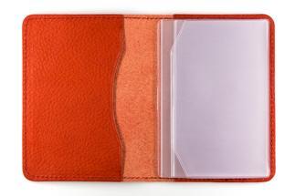 maf pinto レザーカードケース (クリアポケット) レッド シュリンク