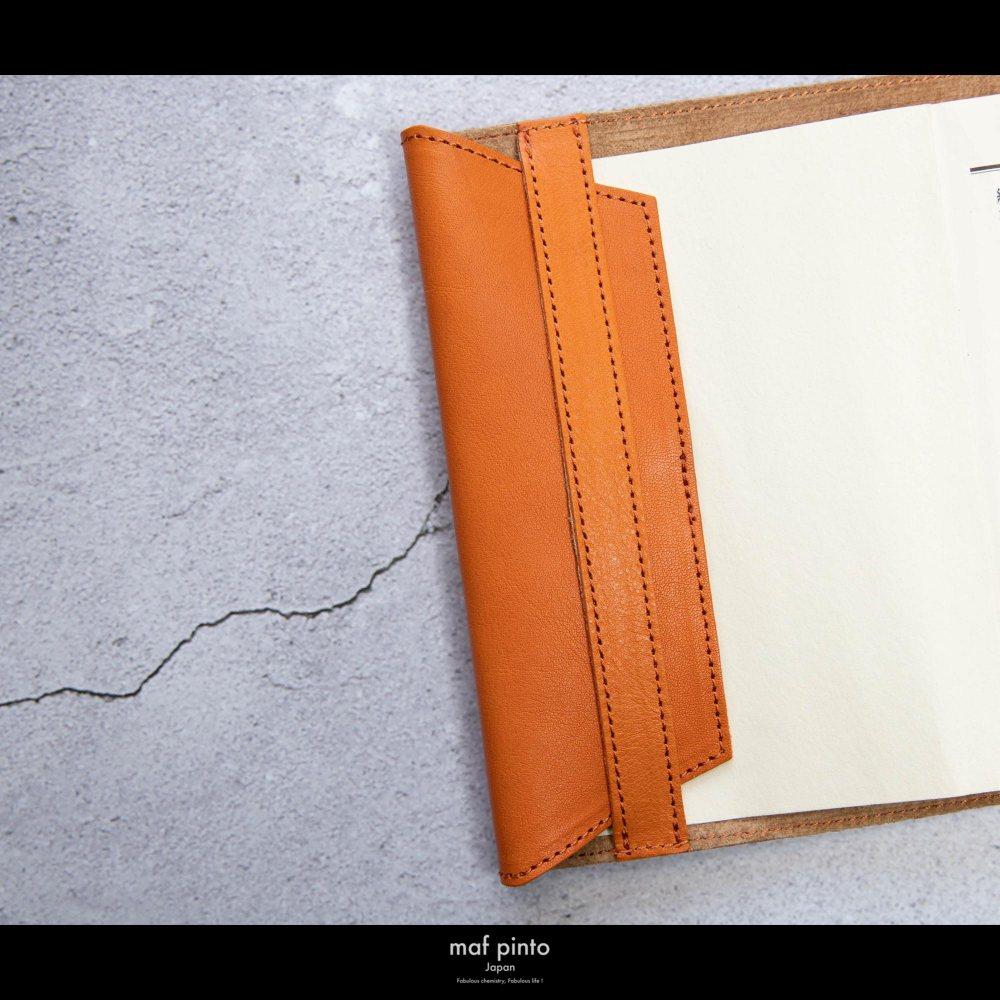 maf pinto (マフ ピント) レザーブックカバー 新書サイズ オレンジシュリンク 本革 日本製