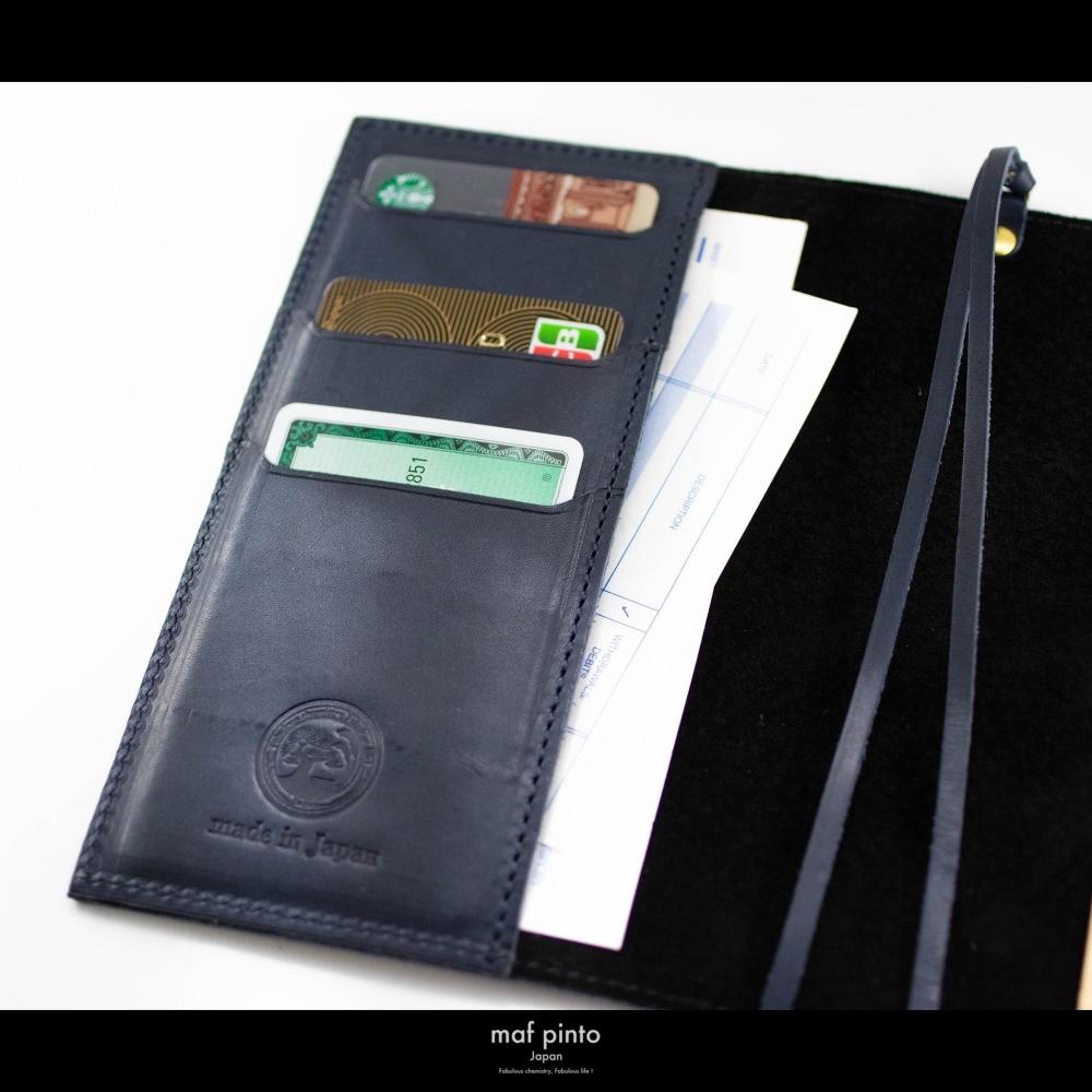 maf pinto (マフ ピント) レザー手帳カバー A6 (文庫本サイズ) ネイビー 本革 日本製