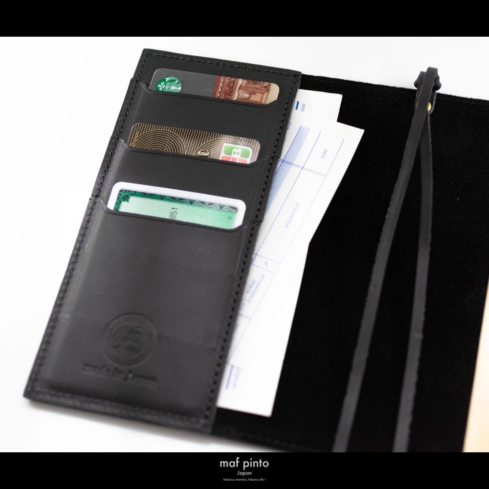 maf pinto (マフ ピント) レザー手帳カバー A6 (文庫本サイズ) ブラック 本革 日本製