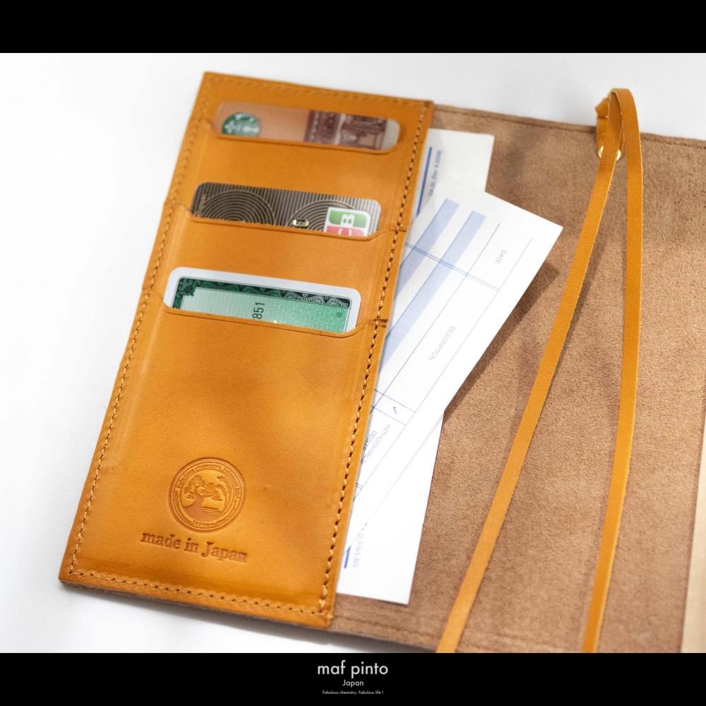maf pinto (マフ ピント) レザー手帳カバー A6 (文庫本サイズ) イエロー 本革 日本製